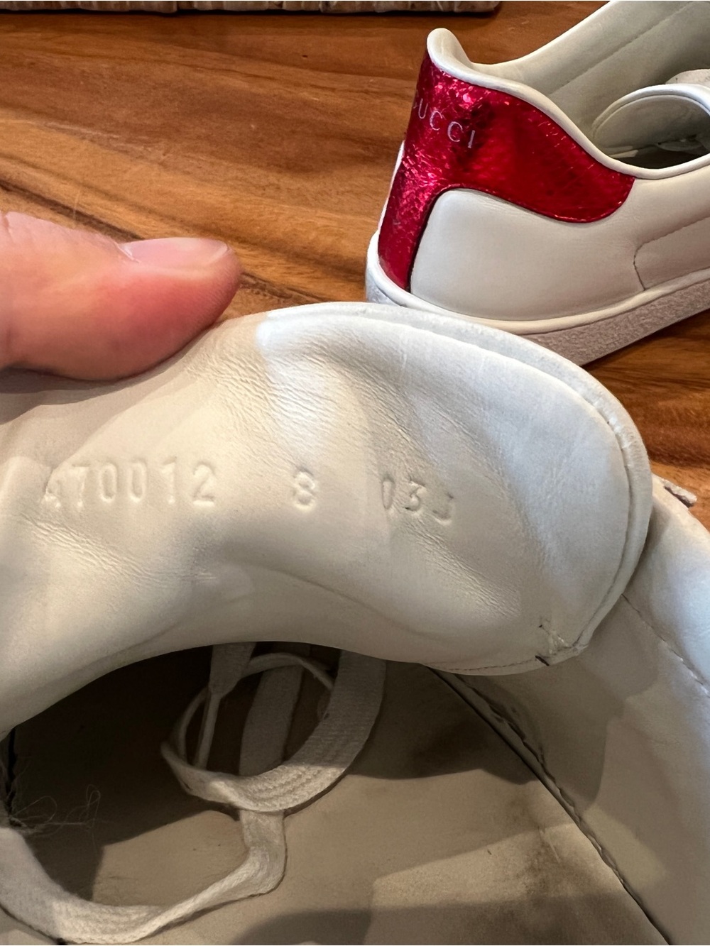 GUCCI Ace Sneakers “Blind For Love” 470012 White Leather Size 42 /US 9 Authentic - Picture 10 of 11